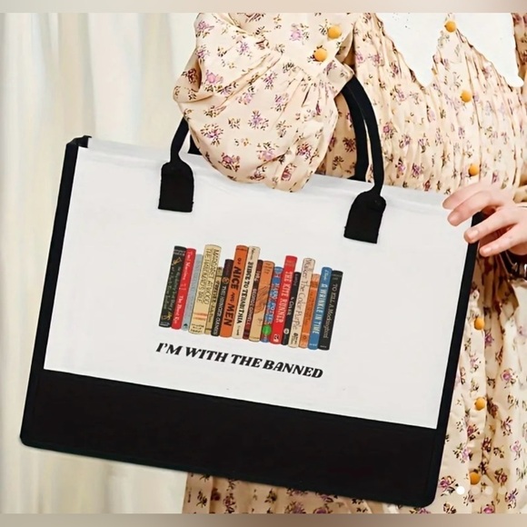 “I’m With the Banned” Banned Books Tote Bag - Picture 3 of 5
